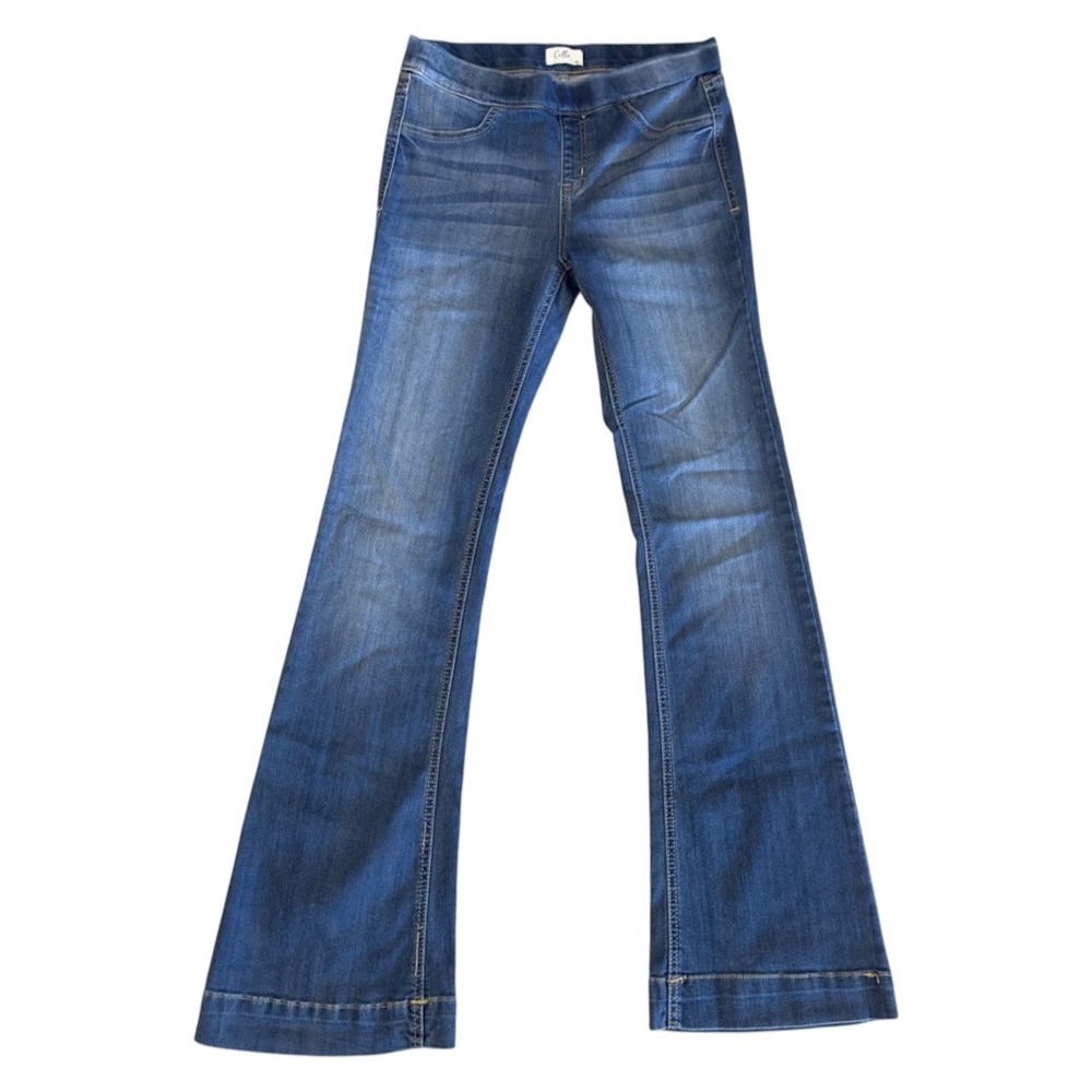Cello Womens Medium Wash Pull On Flare Jeans Size M AB35324-WB Blue Stretch